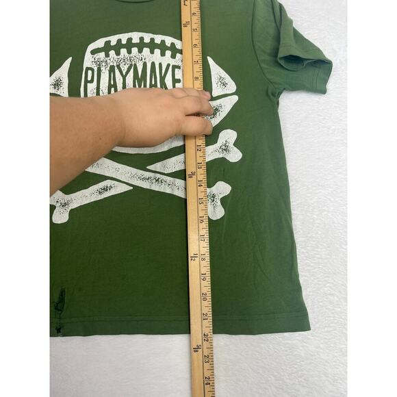 VNTG Old Navy "Playmaker" Green Distressed Baby Tee sz M y2k Rachel Green 90s - Picture 7 of 8